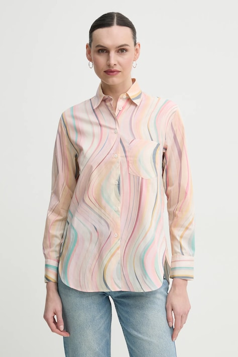 Βαμβακερό πουκάμισο PS Paul Smith χρώμα: ροζ, W2R.331B.P31281