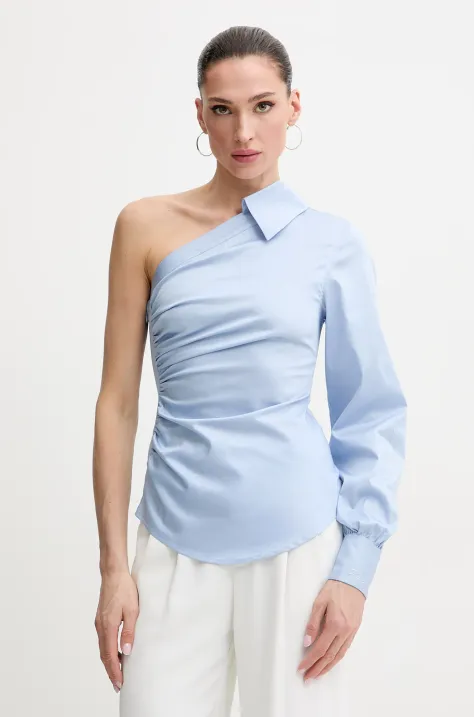 Karl Lagerfeld koszula bawełniana damska kolor niebieski slim z kołnierzykiem klasycznym A2W11005