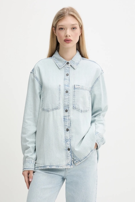 Guess Jeans cămașă jeans cu guler clasic, relaxed, W5GH0H D5M83