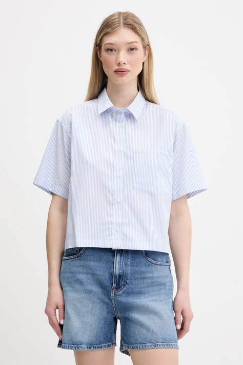 Guess Jeans cămașă din bumbac cu guler clasic, relaxed, W5GH98 WH7Q1