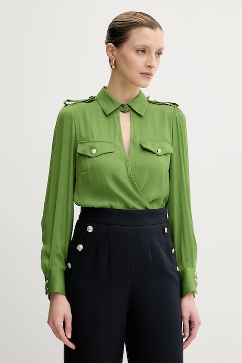 Блузка Morgan OMIKI колір зелений однотонна OMIKI