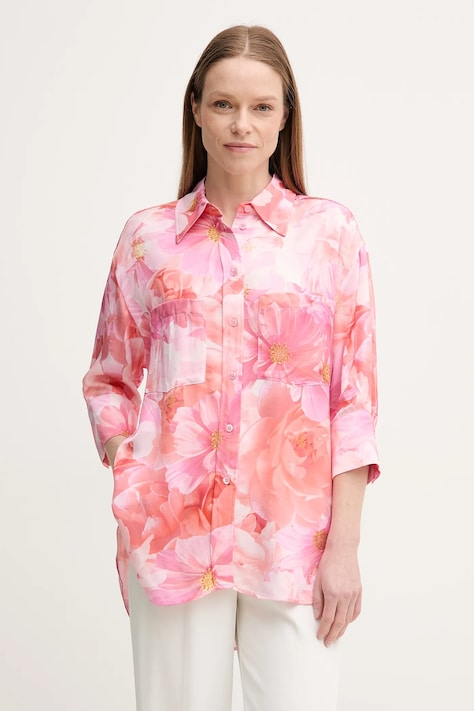 Marc Aurel camasa femei, culoarea roz, cu guler clasic, relaxed, 6279-1000-93395