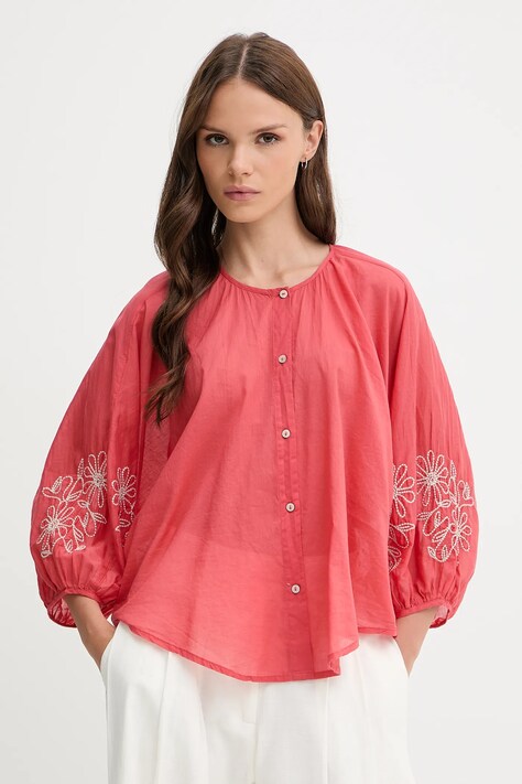 United Colors of Benetton cămașă din bumbac culoarea roz, regular, 5VZCDQ0BN
