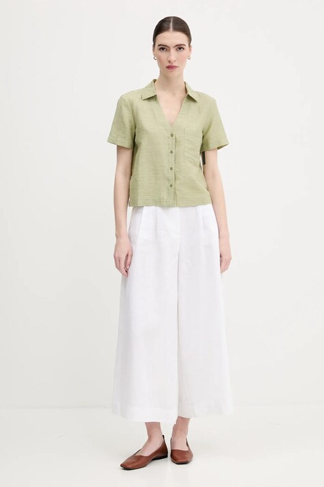 Сорочка з домішкою льону United Colors of Benetton — SS25-KDD0O6, зелений — фото 2