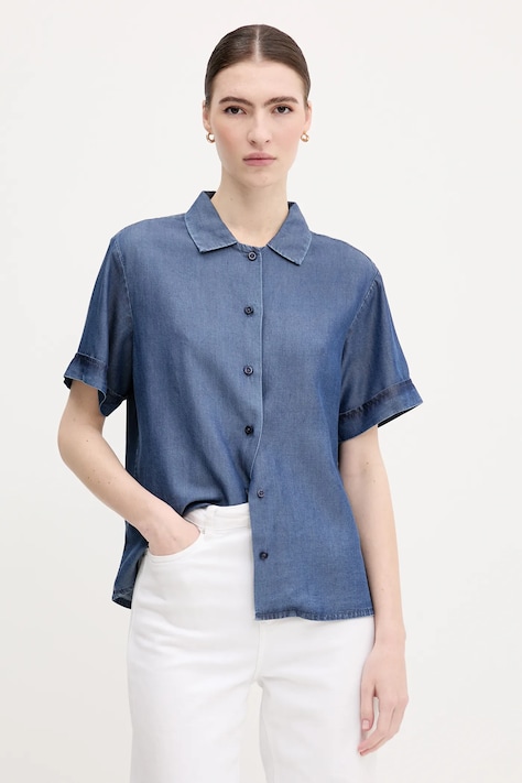 Сорочка United Colors of Benetton колір синій relaxed класичний комір 5KHNDQ0BW