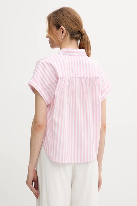 Сорочка з домішкою льону United Colors of Benetton колір рожевий relaxed класичний комір 58I5DQ08M