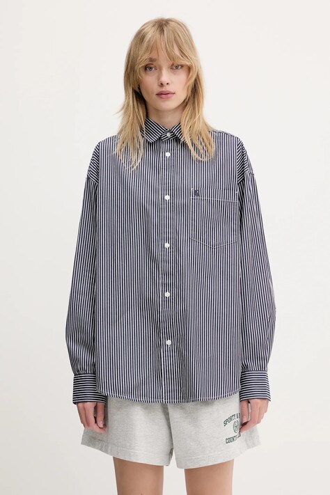 Хлопковая рубашка Carhartt WIP L/S Arvin Shirt цвет синий relaxed классический воротник I034560