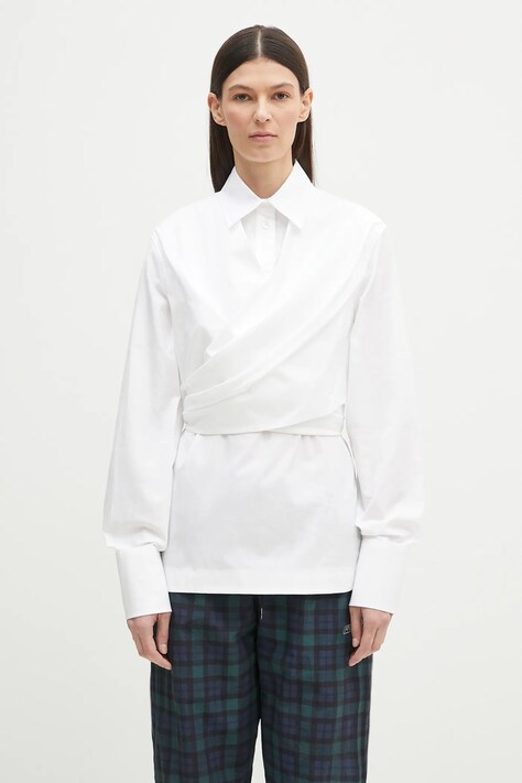 Sportmax cotton blouse Oggi women's white color smooth 2512191021600