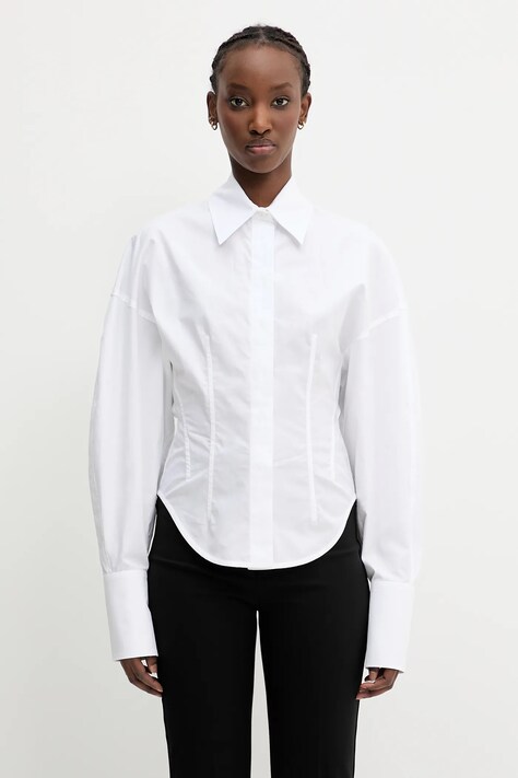 Хлопковая рубашка Sportmax Nelson цвет белый slim классический воротник 2512191061600