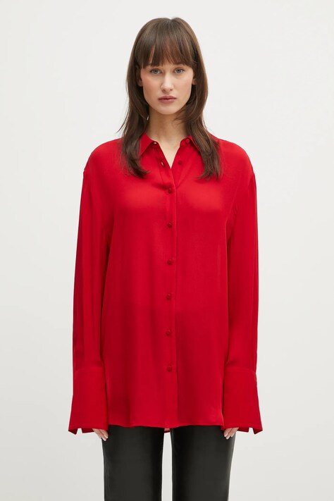 Риза Anine Bing Bridget Shirt дамска в червено със стандартна кройка с класическа яка A.07.10343