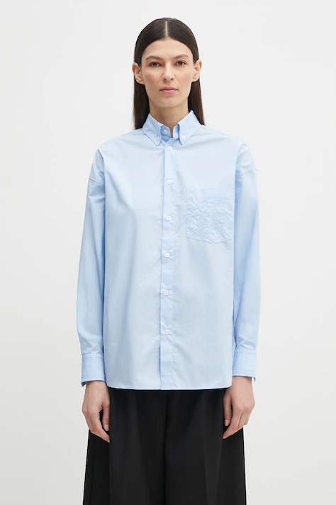Fiorucci koszula bawełniana Angel Embroidered Relaxed Fit damska kolor niebieski relaxed z kołnierzykiem klasycznym U02SPTLO055CO02BL02