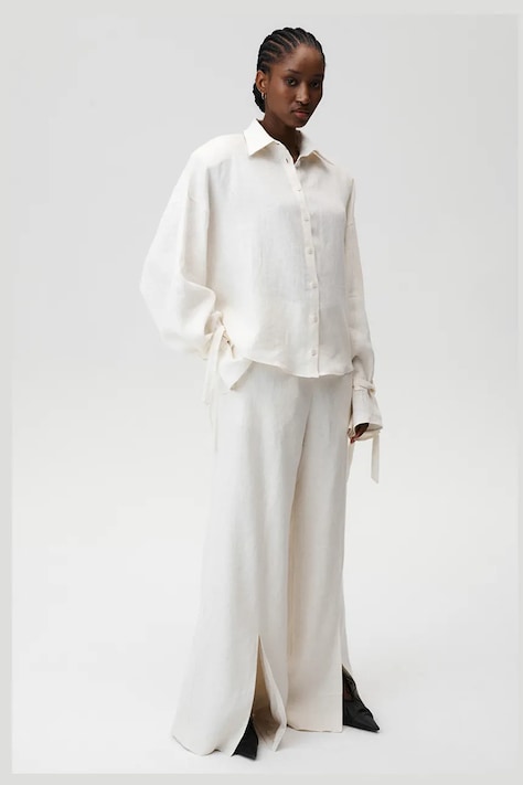 Undress Code cămașă de in Boy Bye Shirt culoarea bej, cu guler clasic, relaxed, 952