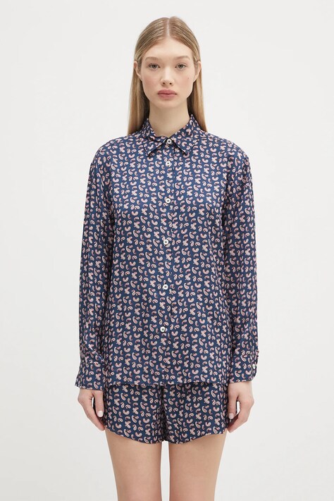 A.P.C. cămașă Chemise Gabrielle culoarea bleumain, cu guler clasic, relaxed, VIALN.F12607