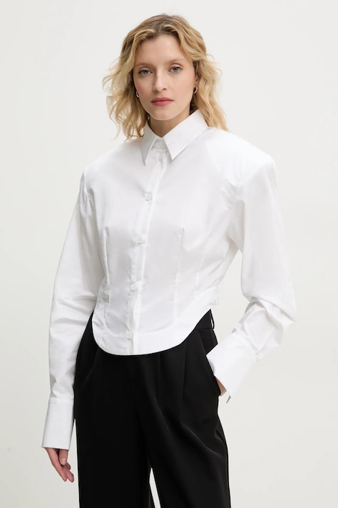 MMC STUDIO koszula bawełniana damska kolor biały regular z kołnierzykiem klasycznym KOR