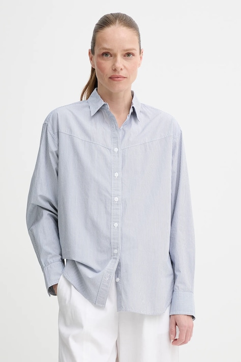 Bavlněná košile Levi's HARLIE NOVELTY BF SHIRT dámská, modrá barva, regular, s klasickým límcem, 001NI