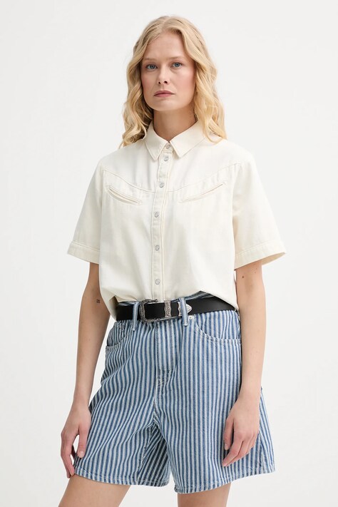 Levi's cămașă din denim RINOA CAMP SHIRT culoarea bej, cu guler clasic, regular, 001SL