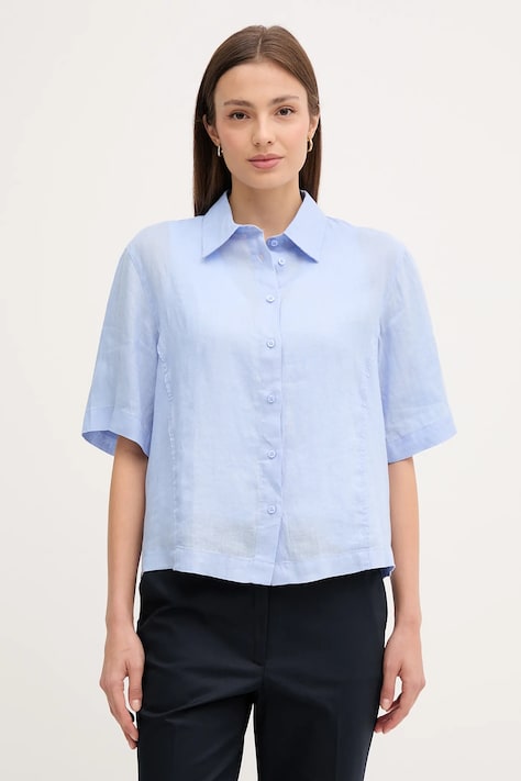 Сорочка з льону Sisley relaxed класичний комір 5BMLLQ08U