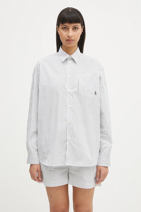 Бавовняна сорочка Sporty & Rich Src Oversized колір білий relaxed класичний комір SI006606302ST71