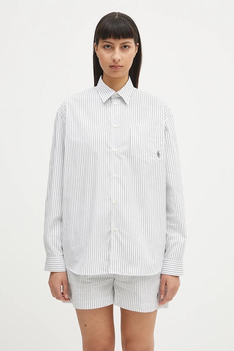 Bavlněná košile Sporty & Rich Src Oversized dámská, bílá barva, relaxed, s klasickým límcem, SI006606302ST71