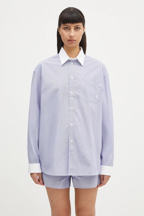 Pamučna košulja Sporty & Rich Src Oversized za žene, relaxed, s klasičnim ovratnikom, SI019606302ST02