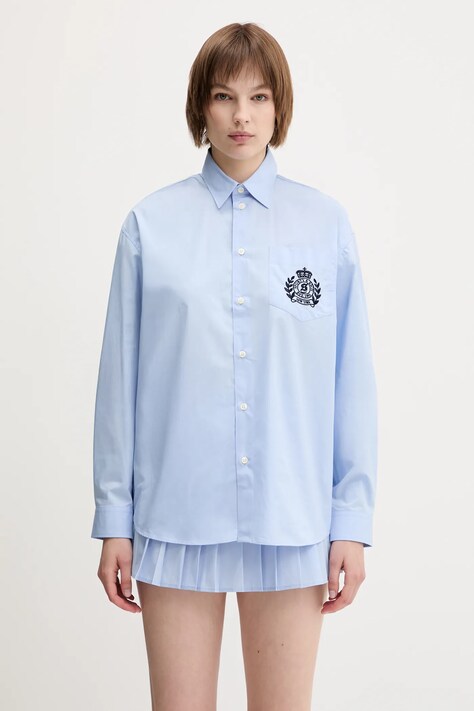 Хлопковая рубашка Sporty & Rich H&W Crest Oversized relaxed классический воротник SI006612241BL59