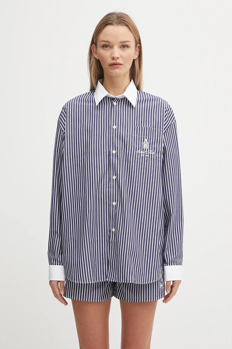 Sporty & Rich koszula bawełniana Vendome Oversized damska kolor granatowy relaxed z kołnierzykiem klasycznym SI019602231ST02