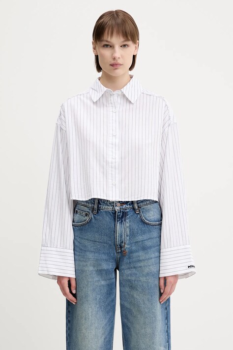 Хлопковая рубашка KSUBI cropped astra relaxed классический воротник WSP25SH004