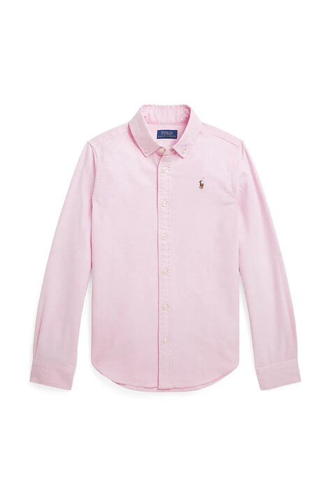 Παιδικό βαμβακερό πουκάμισο Polo Ralph Lauren χρώμα: ροζ, 313929954002