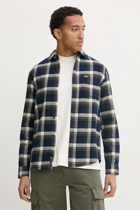 Tommy Jeans koszula męska kolor granatowy regular z kołnierzykiem klasycznym DM0DM20670