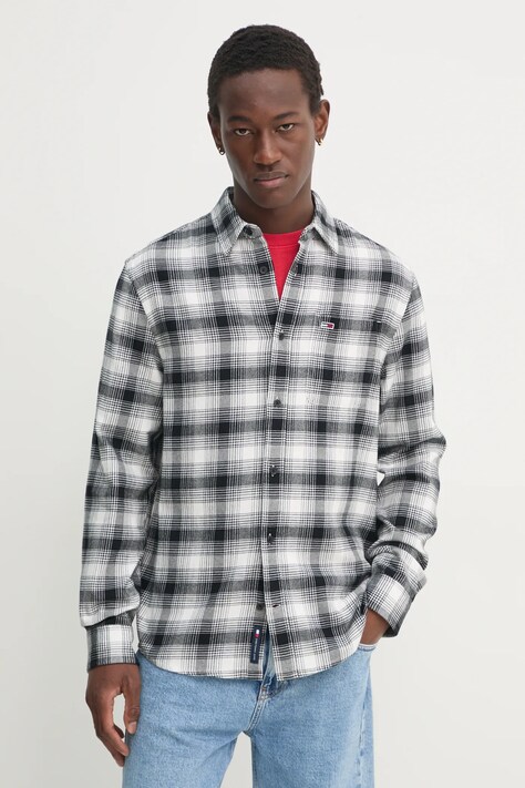 Tommy Jeans ing férfi, galléros, fekete, regular, DM0DM20670