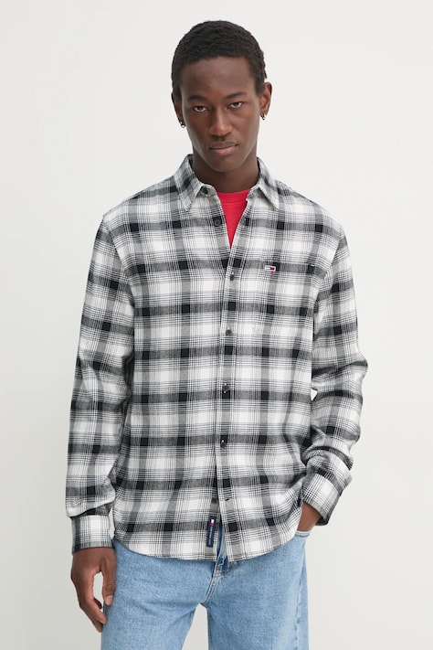 Сорочка Tommy Jeans чоловіча колір чорний regular класичний комір DM0DM20670