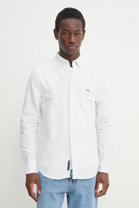 Бавовняна сорочка Tommy Jeans чоловіча slim комір button-down DM0DM20668