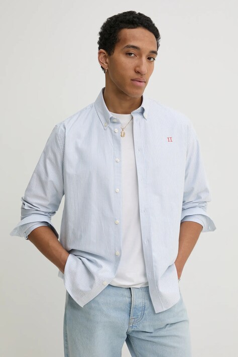 Košile Les Deux pánská, modrá barva, regular, s límečkem button-down, LDM410195