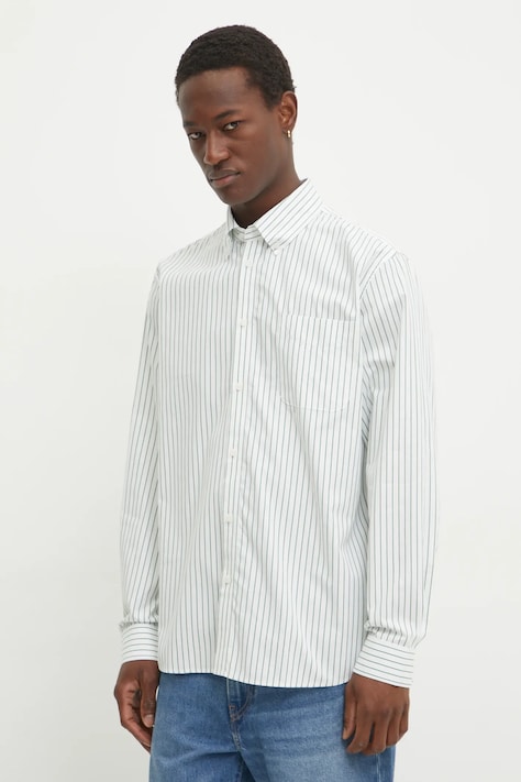 Les Deux koszula bawełniana męska kolor biały regular z kołnierzykiem button-down LDM410206