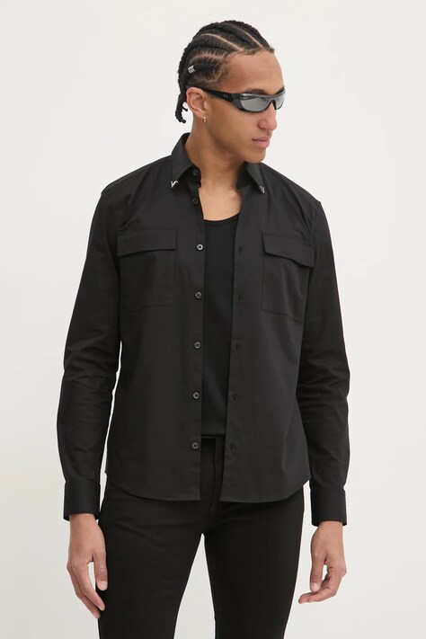HUGO cămașă bărbați, culoarea negru, cu guler clasic, slim, 50534281
