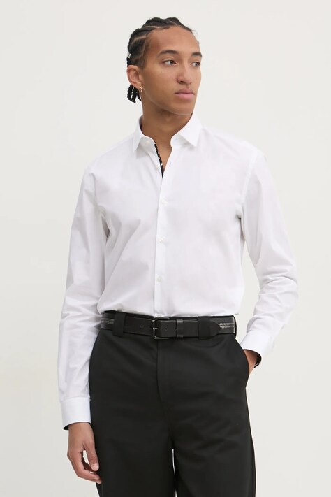 HUGO camasa din bumbac barbati, culoarea alb, cu guler clasic, slim, 50534044