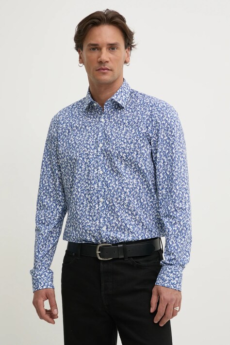 HUGO camasa din bumbac barbati, culoarea alb, cu guler clasic, slim, 50534068