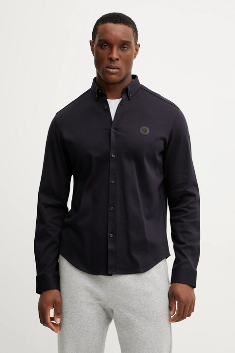 Košile BOSS Green pánská, tmavomodrá barva, regular, s límečkem button-down, 50533163