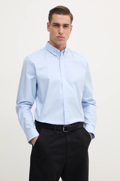 Košile Calvin Klein pánská, modrá barva, regular, s klasickým límcem, K10K113614