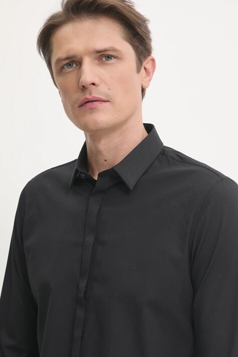 Calvin Klein cămașă bărbați, culoarea negru, cu guler clasic, slim, K10K109891