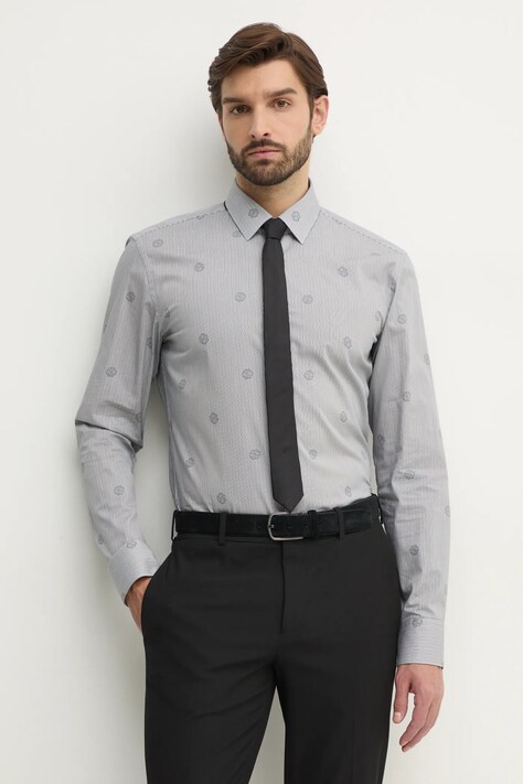 BOSS cămașă din bumbac bărbați, culoarea negru, cu guler clasic, slim, 50533044
