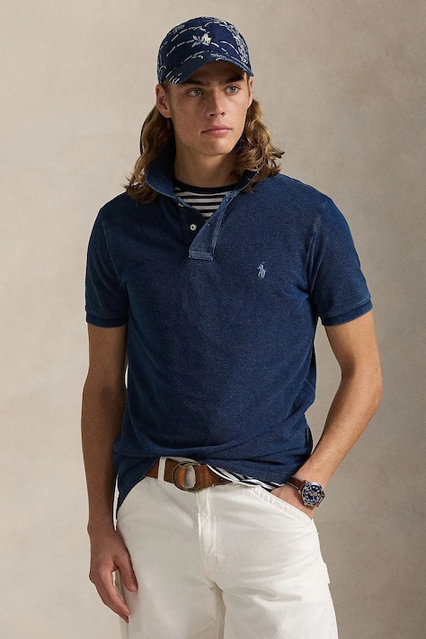 Хлопковое поло Polo Ralph Lauren однотонное 710970582