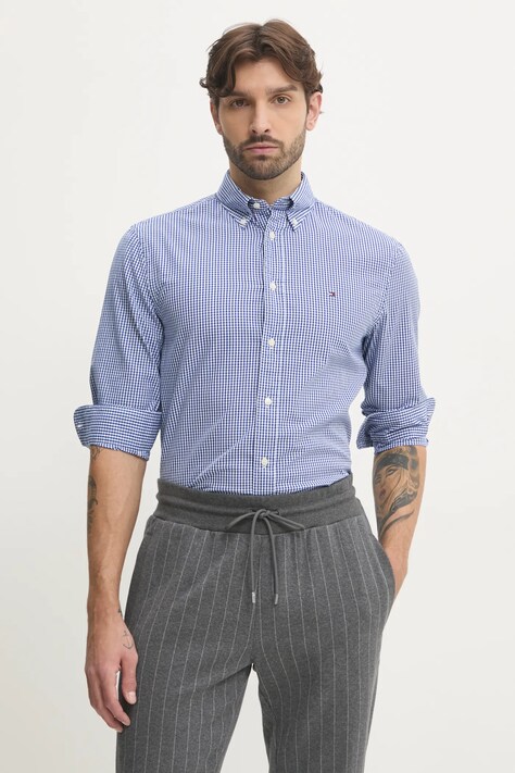 Tommy Hilfiger koszula bawełniana męska kolor granatowy regular z kołnierzykiem button-down MW0MW37548