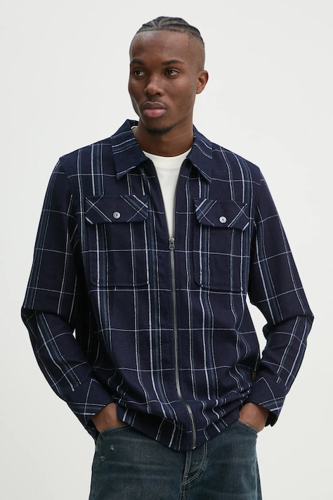 Бавовняна сорочка G-Star чоловіча колір синій regular класичний комір D25825-D745