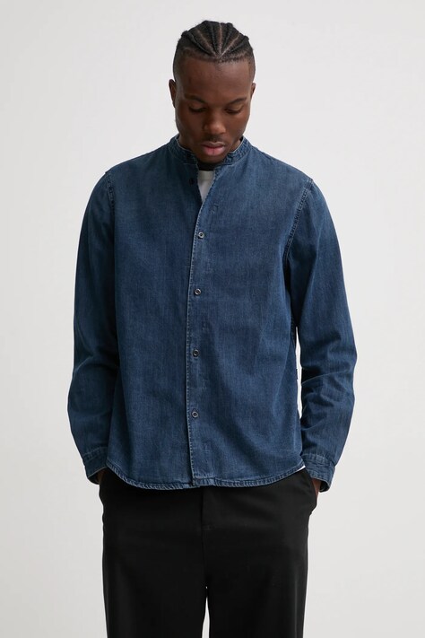 Bavlněná košile G-Star modrá barva, regular, se stojáčkem, D25157-D252