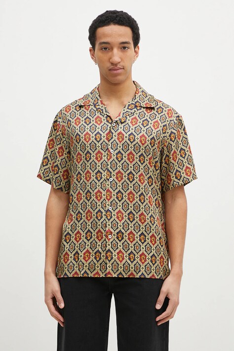 Drôle de Monsieur koszula La Chemise Ornements męska kolor granatowy relaxed F-SH198-VI015-NY