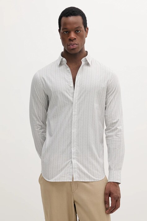 Košile Armani Exchange pánská, bílá barva, slim, s klasickým límcem, XM000625 AF13184