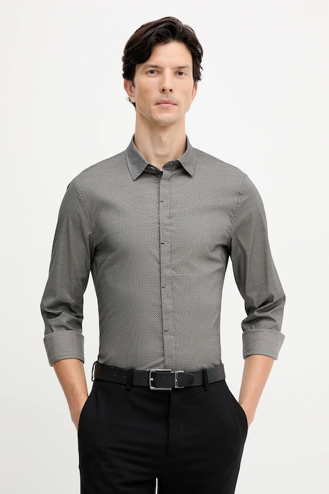 Armani Exchange koszula męska kolor szary slim z kołnierzykiem klasycznym XM000625 AF13184