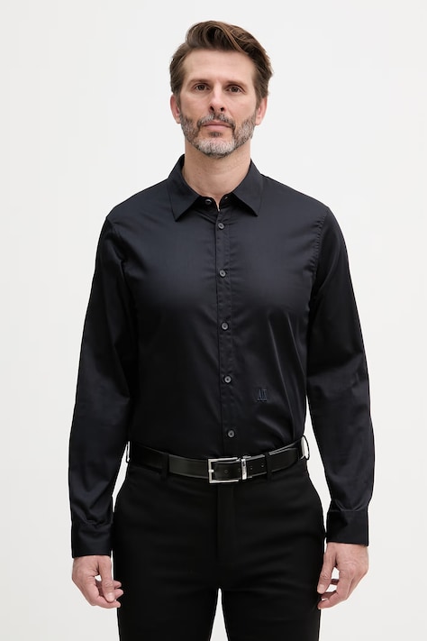 Armani Exchange koszula męska bawełniana z elastanem granatowa gładka XM000339 AF10192