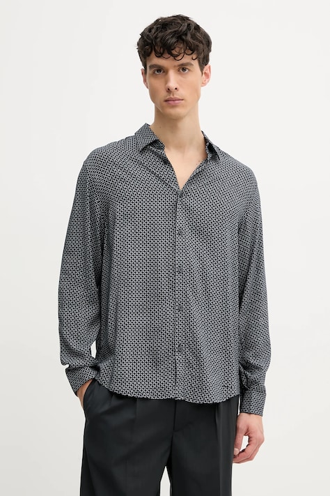 Košeľa Armani Exchange pánske, tmavomodrá farba, regular, s klasickým golierom, XM000668 AF10253